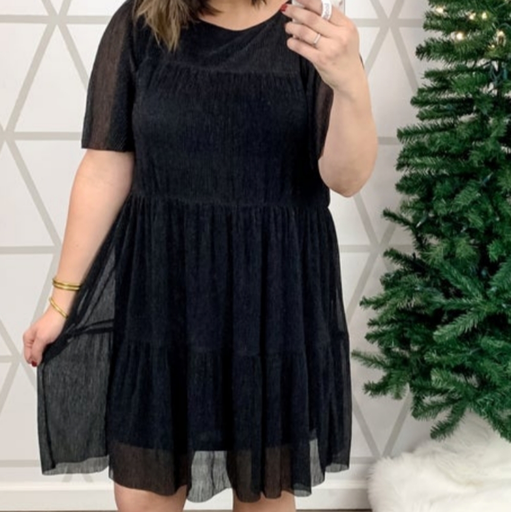 Mittoshop size Large Sheer sparkling black dress